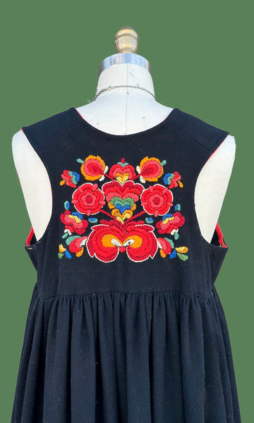 GUNHELD FLØYSTAD NORWEIGIAN 1930s Vintage Embroidered Folk Dress • Large