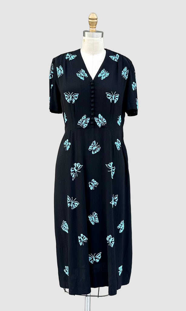 EISENBERG & SONS ORIGINAL Butterfly 40s Dress • Medium