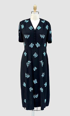 EISENBERG & SONS ORIGINAL Butterfly 40s Dress • Medium