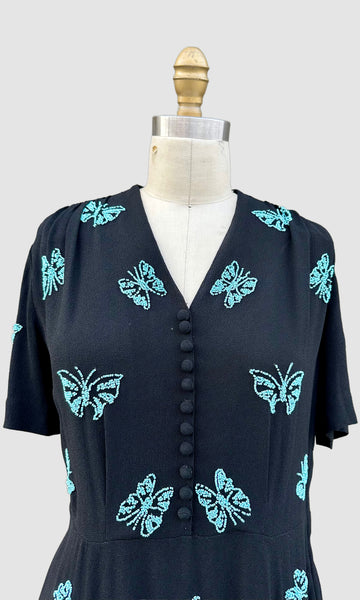 EISENBERG & SONS ORIGINAL Butterfly 40s Dress • Medium
