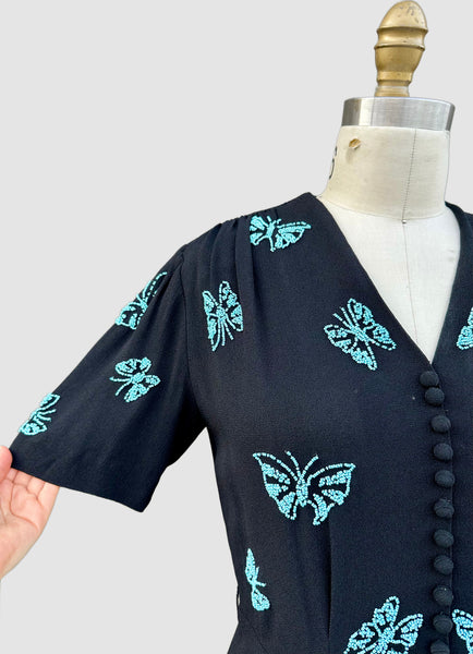 EISENBERG & SONS ORIGINAL Butterfly 40s Dress • Medium