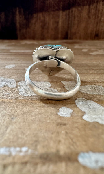 ADJUSTABLE TURQUOISE HEART Ring • Adjustable