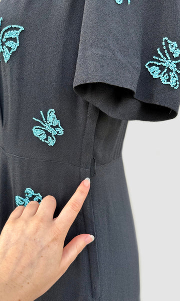 EISENBERG & SONS ORIGINAL Butterfly 40s Dress • Medium
