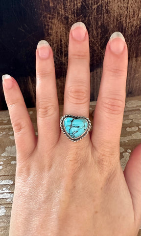 AUGUSTINE LARGO Adjustable Turquoise Heart Ring • Size 7.5 Adj.