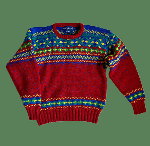 RALPH LAUREN POLO Vintage Wool 80s/90s Knit Sweater • Small