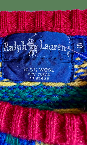 RALPH LAUREN POLO Vintage Wool 80s/90s Knit Sweater • Small