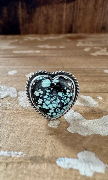 ADJUSTABLE TURQUOISE HEART Ring • Adjustable