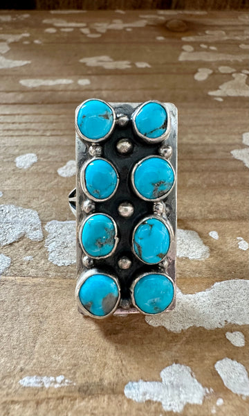 DOUBLE ROW TURQUOISE Sterling Silver Ring • Size 7 & 10