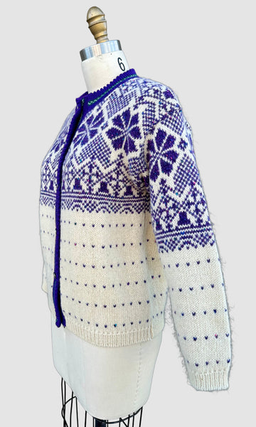 VINTAGE REI ALPS Snowflake Wool 70s/80s Knit Sweater • Youth Lg./Womens Sm.