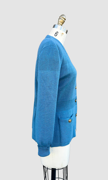 DONNA DEAN 1940s Pure Wool Ribbed Knit Cardigan • Med. to Lg.