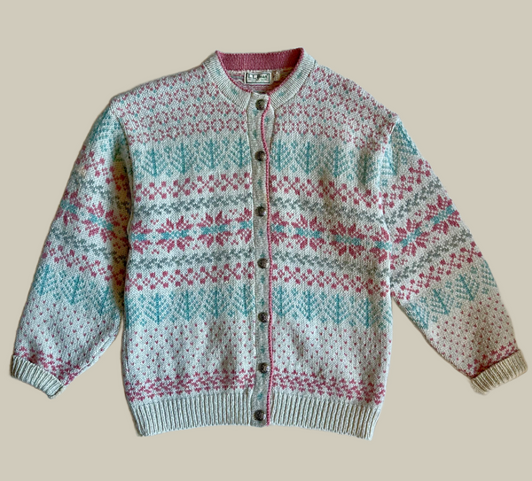 VINTAGE L.L. BEAN 80s/90s Wool Pastel Sweater • Med. to Lg.