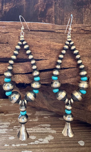 BOLD BEADED PROTECTION Sterling Silver and Turquoise Earrings