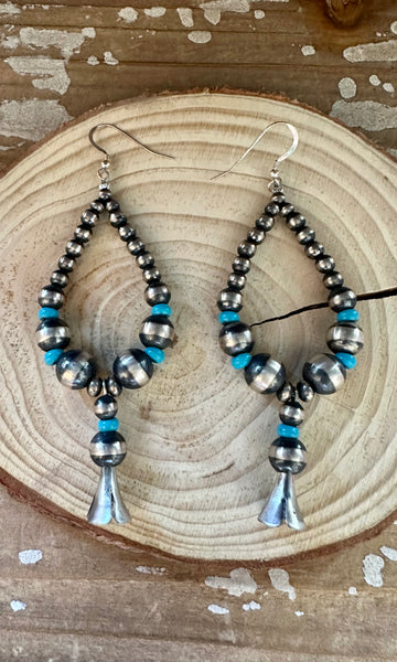 BOLD BEADED PROTECTION Sterling Silver and Turquoise Earrings