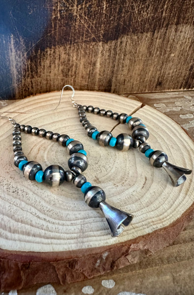 BOLD BEADED PROTECTION Sterling Silver and Turquoise Earrings