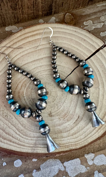 BOLD BEADED PROTECTION Sterling Silver and Turquoise Earrings