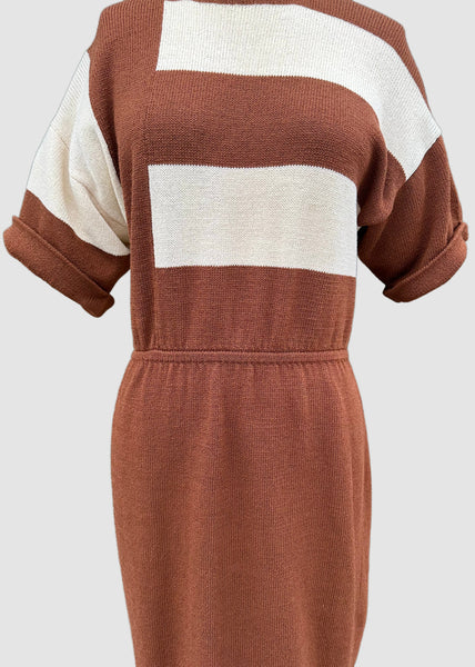 ST. JOHN By Marie Gray 70s/80s Ribbed Knit Dress • Med. to Lg.