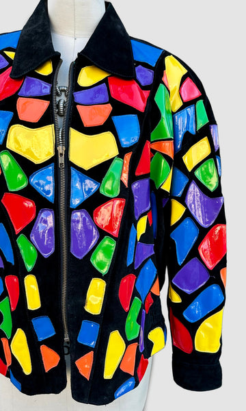 CEDARS STAIN GLASS Vintage 80s/90s Leather Jacket • Sm. to Med.