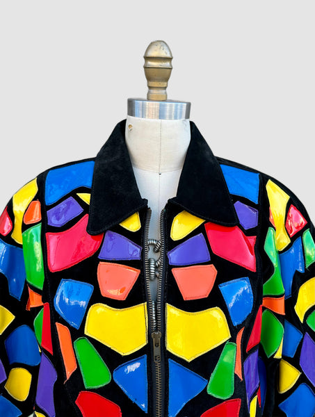 CEDARS STAIN GLASS Vintage 80s/90s Leather Jacket • Sm. to Med.
