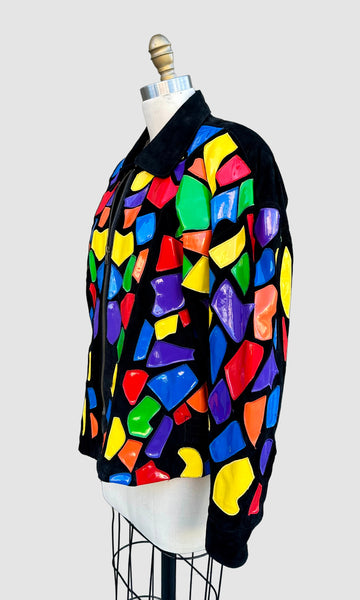 CEDARS STAIN GLASS Vintage 80s/90s Leather Jacket • Sm. to Med.