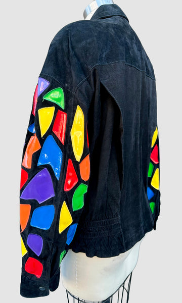 CEDARS STAIN GLASS Vintage 80s/90s Leather Jacket • Sm. to Med.