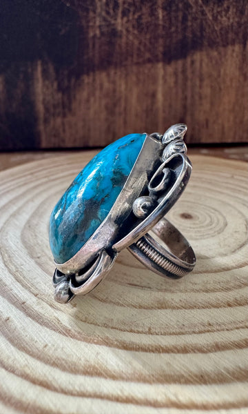 CHUNKY STONE Chimney Butte Silver & Turquoise Ring • Size 8 1/2