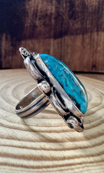 CHUNKY STONE Chimney Butte Silver & Turquoise Ring • Size 8 1/2