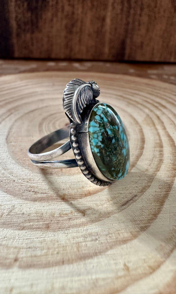 TURQUOISE FEATHER DROPLET S. Cooke Sterling Silver & Turquoise Ring • Size 7 1/2