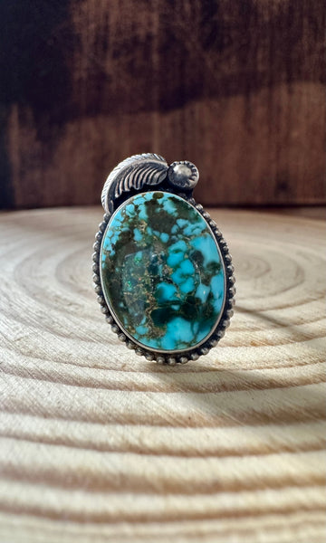 TURQUOISE FEATHER DROPLET S. Cooke Sterling Silver & Turquoise Ring • Size 7 1/2