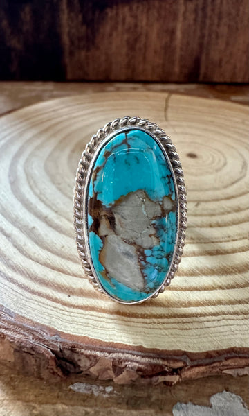 ALVERY SMITH Handmade Sterling Silver and Turquoise Ring • Size 10 1/2