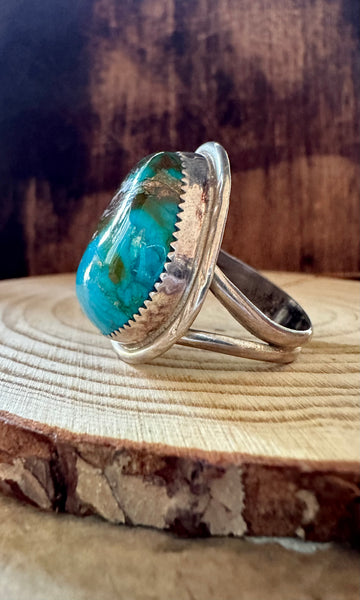 CHUNKY TURQUOISE and Sterling Silver Ring • Size 12