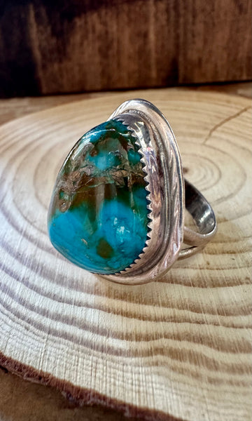 CHUNKY TURQUOISE and Sterling Silver Ring • Size 12