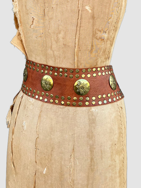 MOROCCAN BELT Large Thick Tan Leather Belt