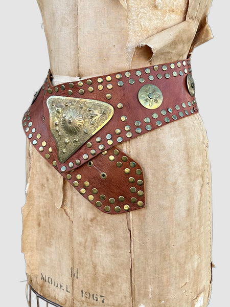 MOROCCAN BELT Large Thick Tan Leather Belt