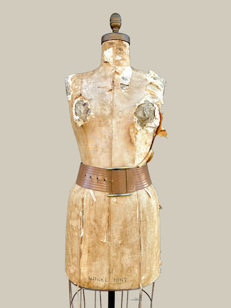 YVES SAINT LAURENT Thick Tan And Brown Leather Belt