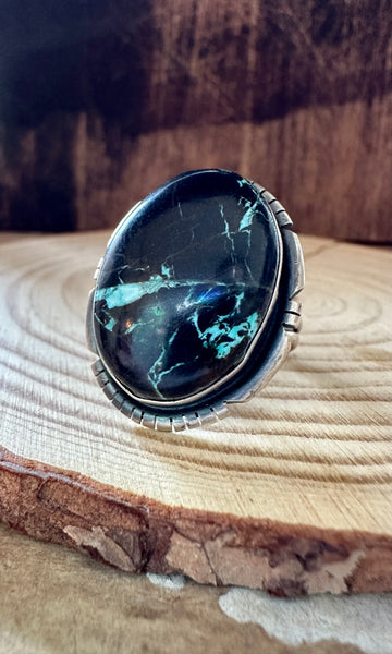 IN THE SHADOWS Sterling Silver and Turquoise Ring • Size 9