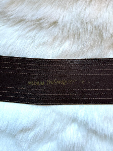 YVES SAINT LAURENT Thick Tan And Brown Leather Belt