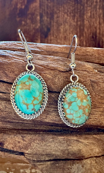 TURQUOISE BUFFALO DANCER Navajo Sterling Silver Earrings