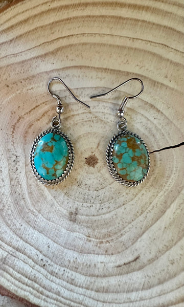 TURQUOISE BUFFALO DANCER Navajo Sterling Silver Earrings