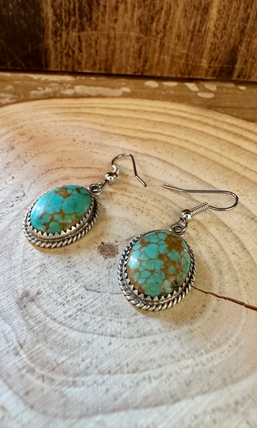 TURQUOISE BUFFALO DANCER Navajo Sterling Silver Earrings