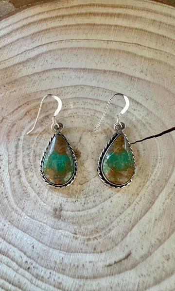 ROYSTON TURQUOISE DROPS Navajo Sterling Silver Earrings