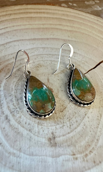 ROYSTON TURQUOISE DROPS Navajo Sterling Silver Earrings