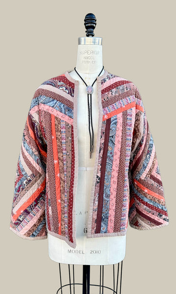 VINTAGE CRAZY QUILT 70s Patchwork Jacket • Medium