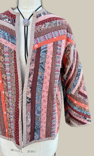 VINTAGE CRAZY QUILT 70s Patchwork Jacket • Medium