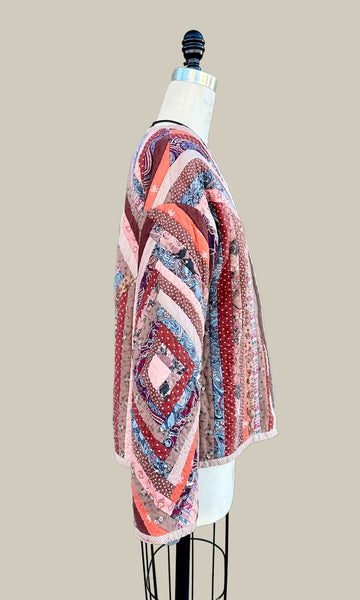 VINTAGE CRAZY QUILT 70s Patchwork Jacket • Medium