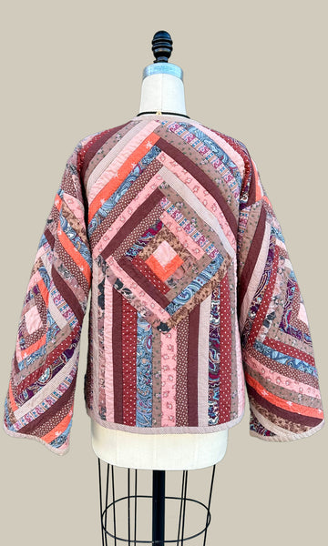 VINTAGE CRAZY QUILT 70s Patchwork Jacket • Medium
