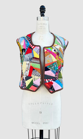REVERSIBLE VINTAGE QUILTED Patchwork 70s Vest • Small