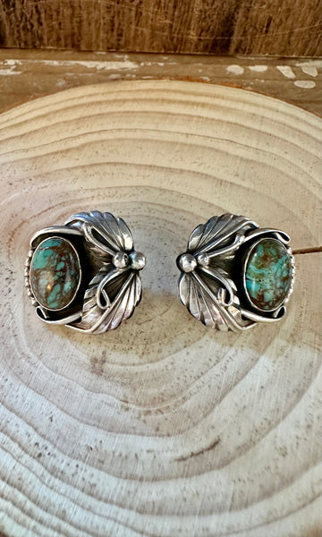 MARY ELLEN SHADOWBOX Turquoise and Sterling Silver Earrings