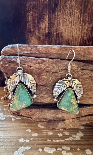 BETTA LEE FEATHERED Triangle Turquoise and Sterling Silver Earrings