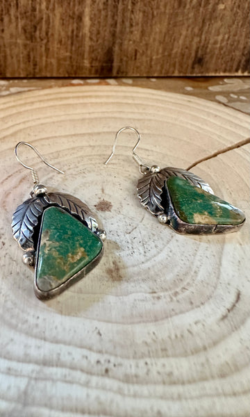 BETTA LEE FEATHERED Triangle Turquoise and Sterling Silver Earrings