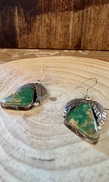 BETTA LEE FEATHERED Triangle Turquoise and Sterling Silver Earrings